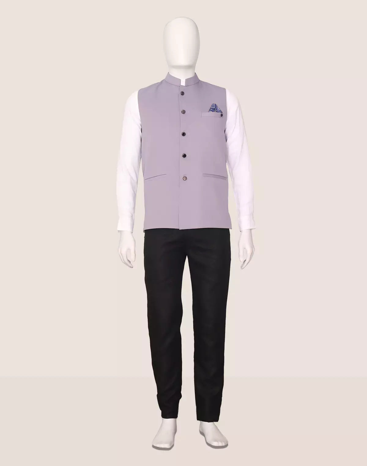 Image of Light Purple Textured Polyester Waistcoat