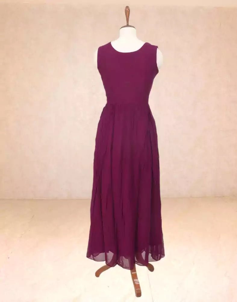 Image of Violet Floral Chiffon Beads Kurti - South India Shopping Mall