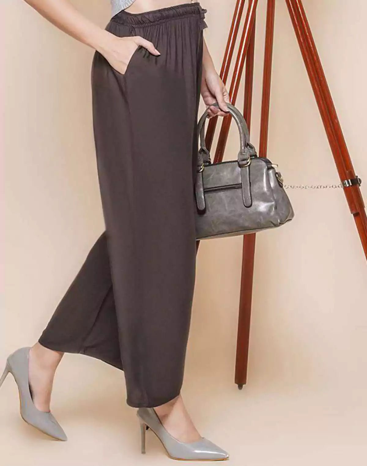 Image of Viscose Rayon Brown Coloured Plazzo Pant - South India Shopping Mall