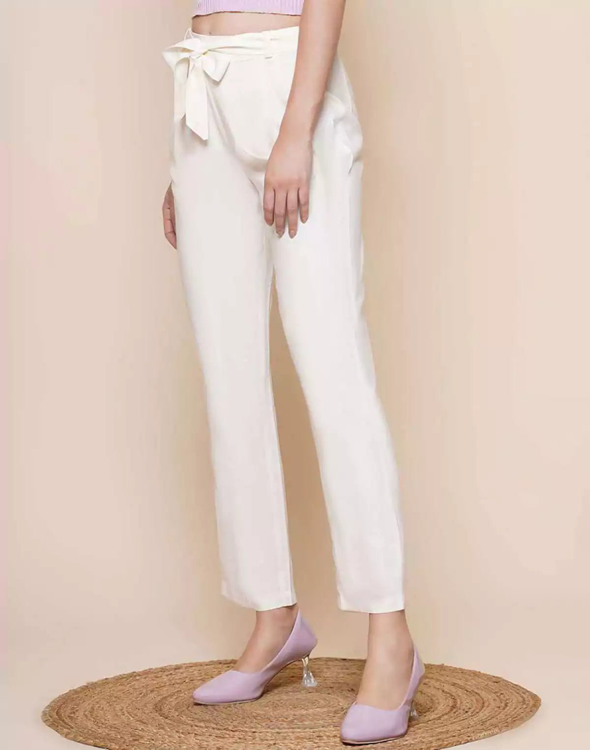 Image of Viscose Rayon White Coloured Plain Pant - South India Shopping Mall