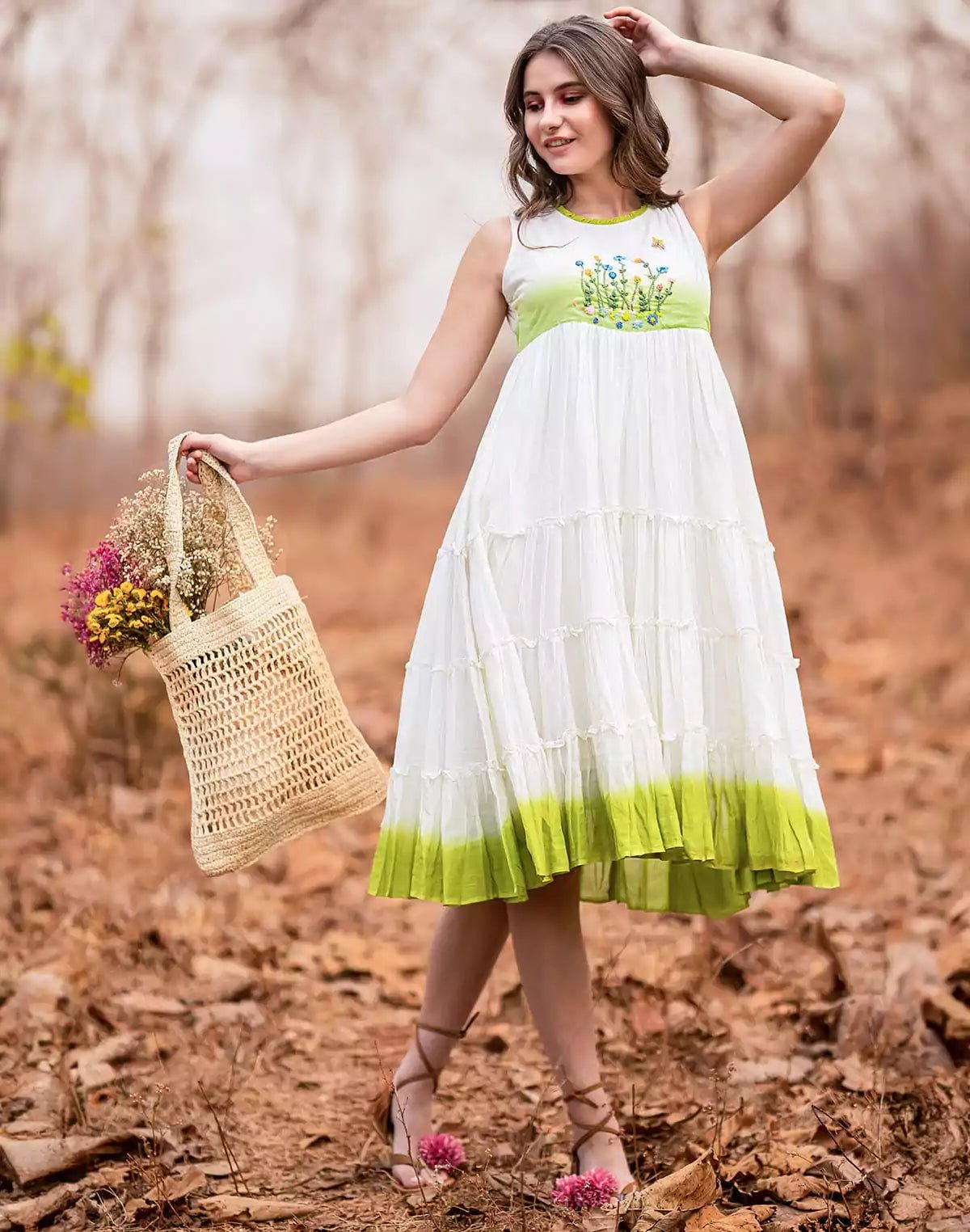 Image of White Color Designer Party Wear Embroidery work Cotton Kurti - South India Shopping Mall