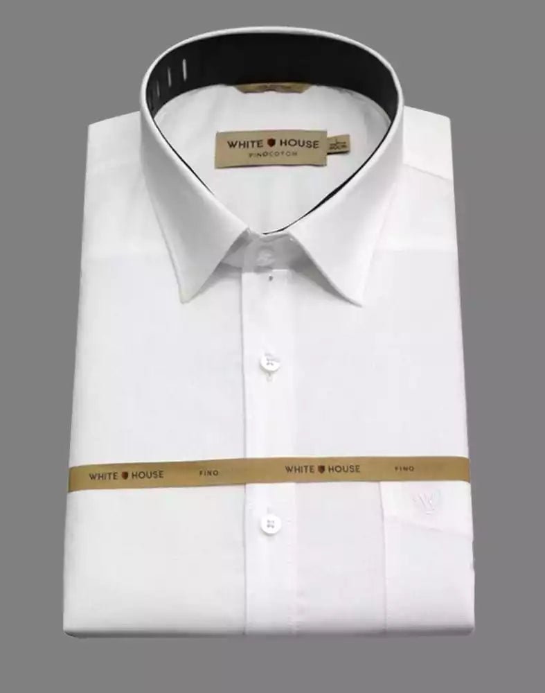 Image of White Colour Plain Pure Cotton Shirt - South India Shopping Mall