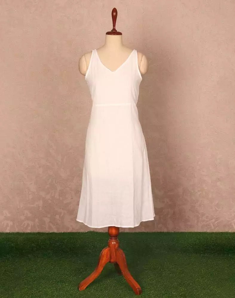 Image of White Geometric Weave Cotton Kurti - South India Shopping Mall