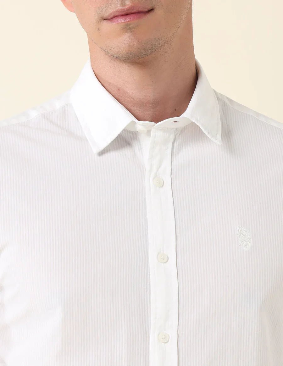 White Plain Cotton Tailored Fit Shirt - South India Shopping Mall