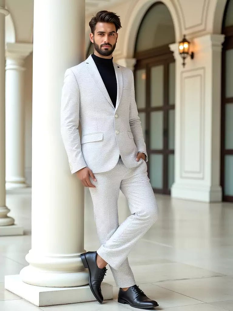 Image of White Plain Cotton with Lycra Blazer - South India Shopping Mall