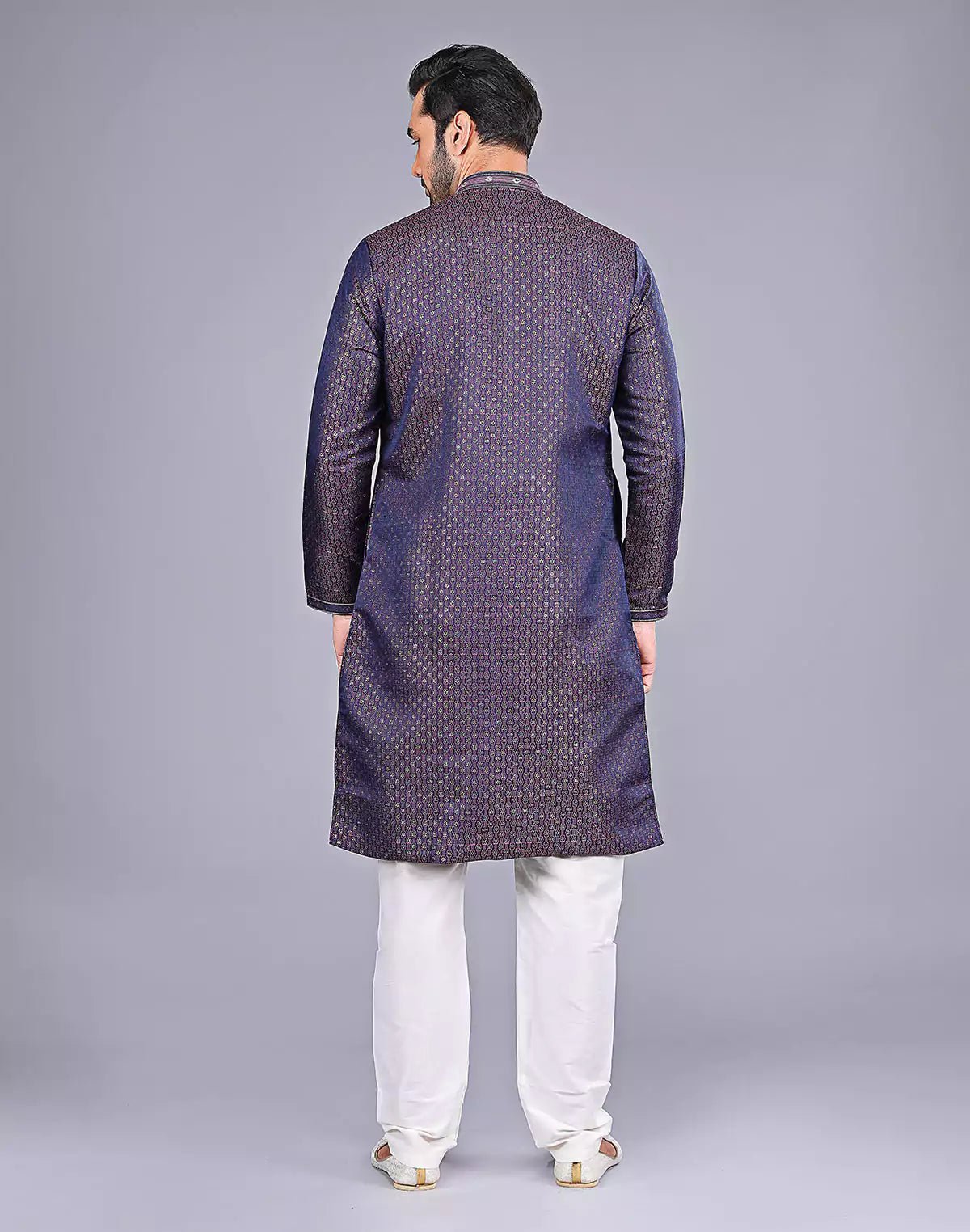 Image of Wine Coloured Self Highlighted Thread work Soft Silk Kurta Set - South India Shopping Mall