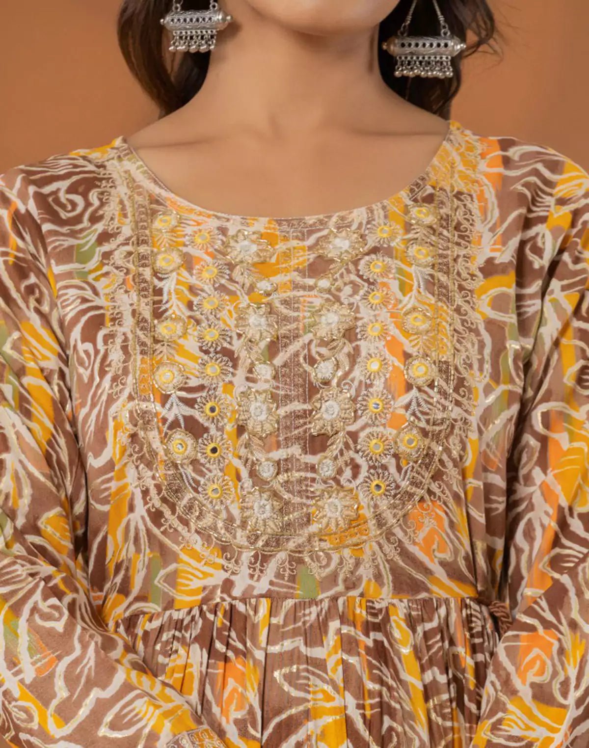 Yellow Coloured Rayon Botanical Print Kurti - South India Shopping Mall