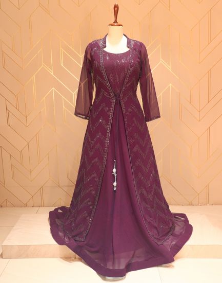 Jacket Style Gown | Long Jacket Dress For Wedding With Price