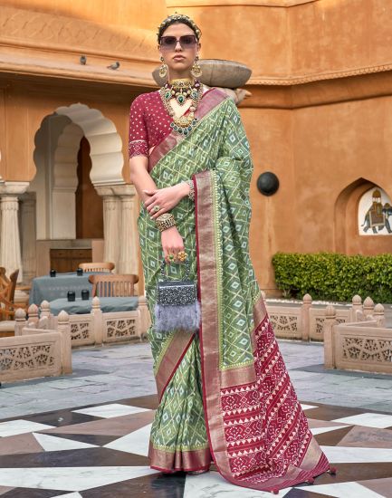 Mehndi Green Designer Traditional Satin Saree Heavy Embroidered Hand W –  Anaara ethnic