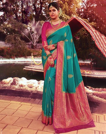 RE  Peacock Green Color Soft Lichi Silk saree  Latest Sarees  New In   Indian